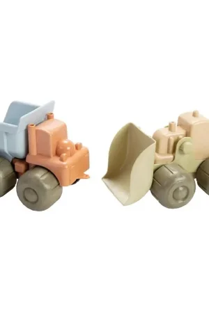 Aanbieding Dantoy BIO Plastic Bulldozer & Vrachtwagen - 17 cm - Pastel