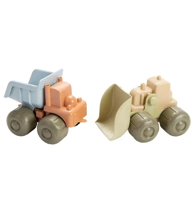 Aanbieding Dantoy BIO Plastic Bulldozer & Vrachtwagen - 17 cm - Pastel