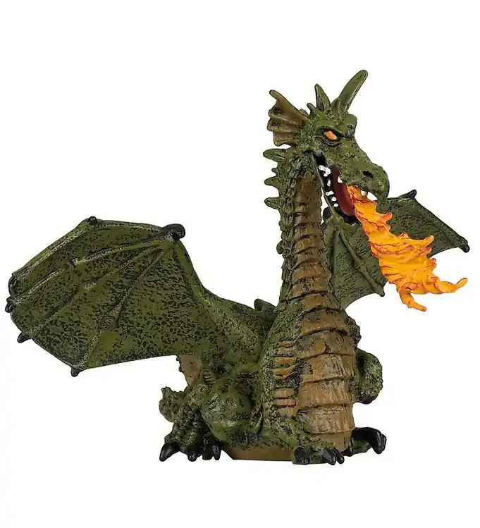 Finale Uitverkoop Papo Groen Vuurspuwen Draak m. Vleugels - l: 15,4 cm