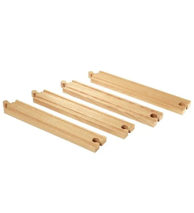 BRIO World Rechte rails - 4 Onderdelen - Lang - Hout 33341 Gratis Retour