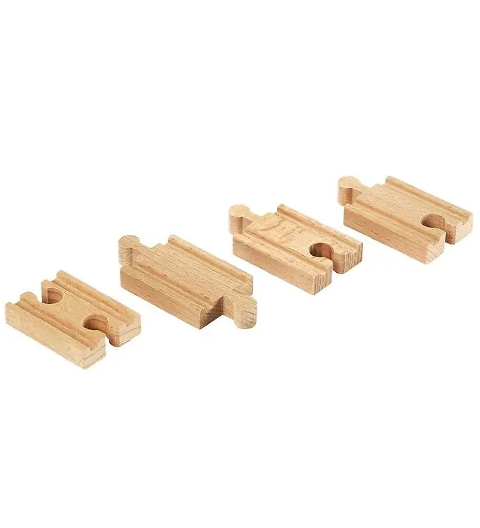 BRIO World Rechte rails - 4 Onderdelen - Mini - Hout 33333 Merkproduct