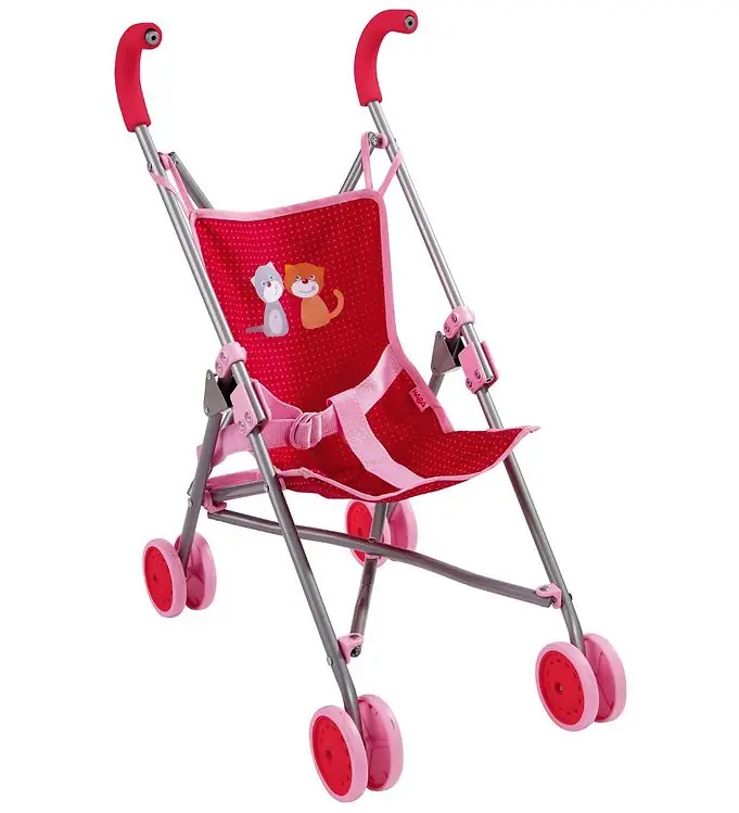 Lage Kosten HABA Poppenwagen - Rood/Roze