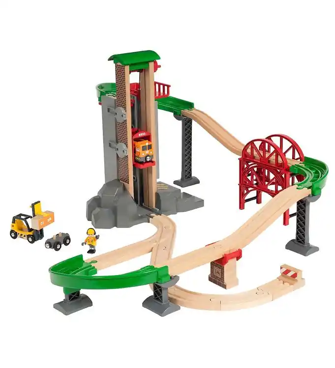 Hoge Kwaliteit BRIO World Treinspoor m. Magazijn - 32 Onderdelen - Lift & Load
