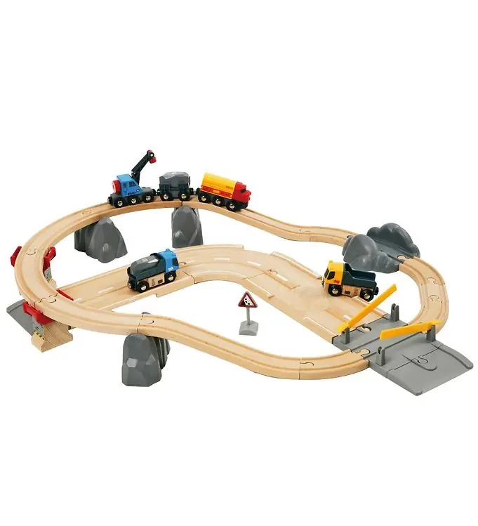 Lage Kosten BRIO Trein- En Rijweg Pilotenset - 32 Onderdelen - Grijs/Hout 33