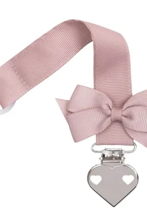 Exclusieve Aanbieding Little Wonders Speenketting - Dusty Roze m. Vlinderdas/Hart
