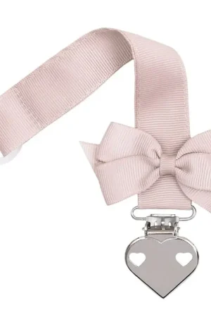 Gecertificeerd Little Wonders Speenketting - Donker Poeder m. Vlinderdas/Hart