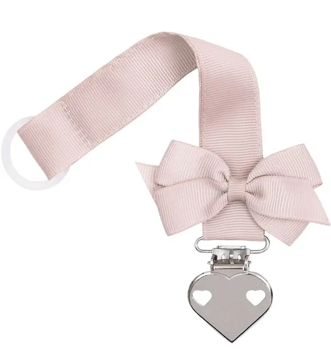 Gecertificeerd Little Wonders Speenketting - Donker Poeder m. Vlinderdas/Hart