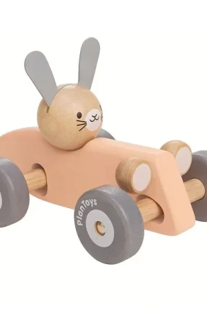 Koop Vandaag PlanToys Raceauto - 17 cm - Hout - Konijn