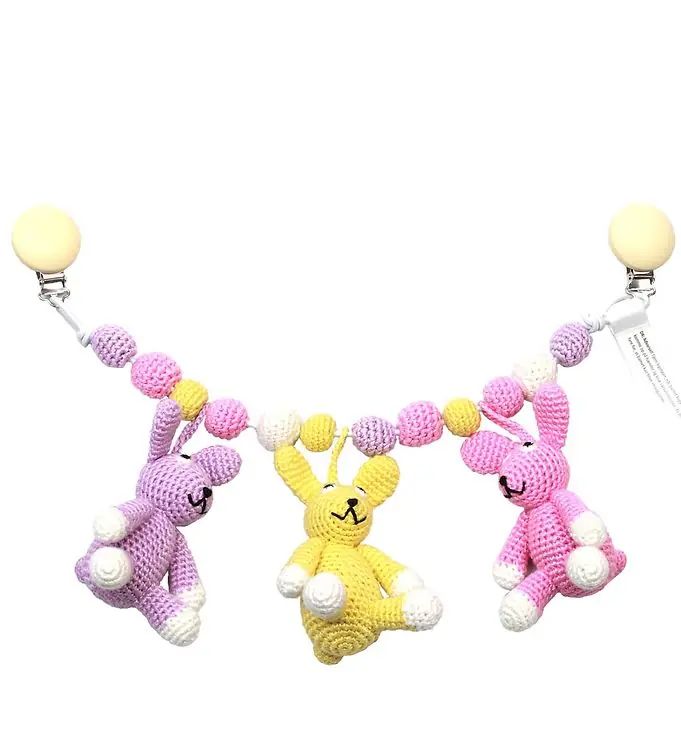 Must-Have NatureZoo Kinderwagenspanner - 3 Konijnen - Lavendel/Geel/Roze