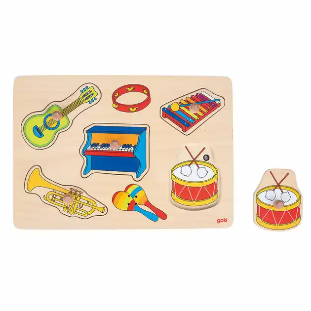 Rechtstreeks Van De Fabrikant Goki Noppenpuzzel Muziekinstrumenten met Geluid, 5st.