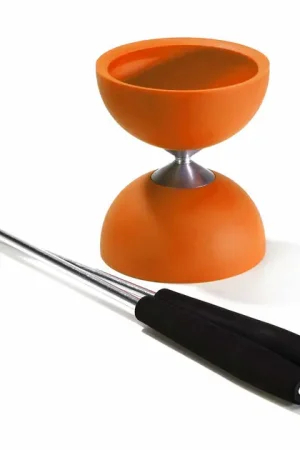 Betrouwbaar Rubber Diabolo met Aluminium Stokken - Oranje