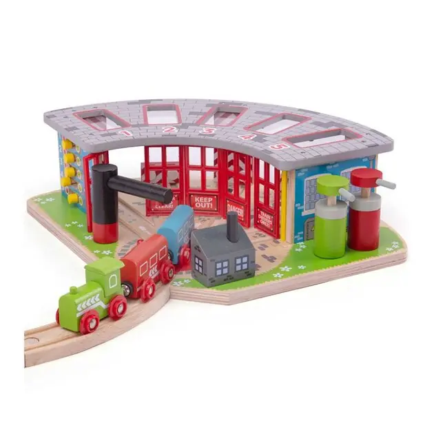 Nieuw Bigjigs Houten Rails - Luxe Remise voor 5 Treinen