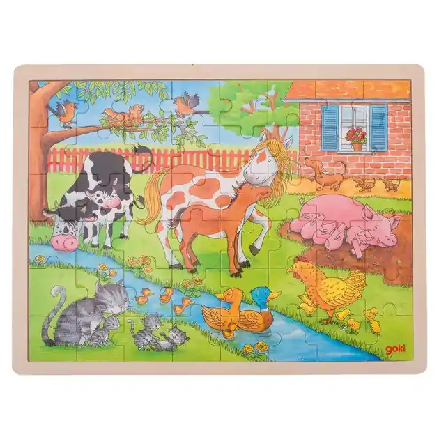 Gereduceerde Prijs Goki Houten Legpuzzel - Op de Boerderij, 48st.