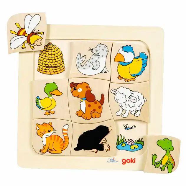 Goki Houten Legpuzzel Wie Leeft Waar? Koopje
