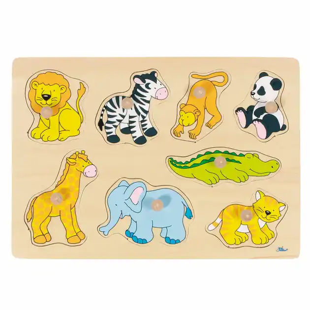 Gratis Retour Goki Houten Noppenpuzzel Wilde Dieren