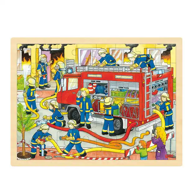 Express Levering Goki Houten Legpuzzel - Brandweer, 48st.