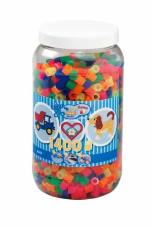 Hama Maxi Strijkkralen in Pot - Neonmix (051), 1400st. Aanbieding