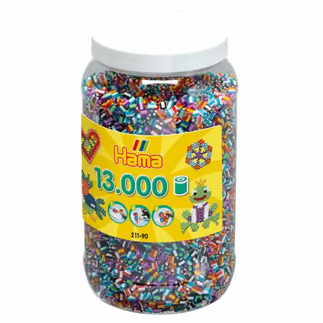 Hama Midi Strijkkralen in Pot - Gestreept (090), 13.000st. Voordeelprijs