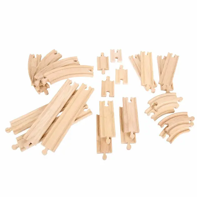 Bigjigs Houten Uitbreidingsset Rails en Bochten, 24dlg. Aanbieding