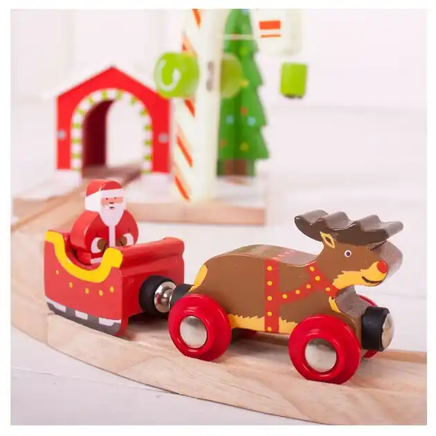 Superprijs Bigjigs Houten Kerstman, Slee en Rendier