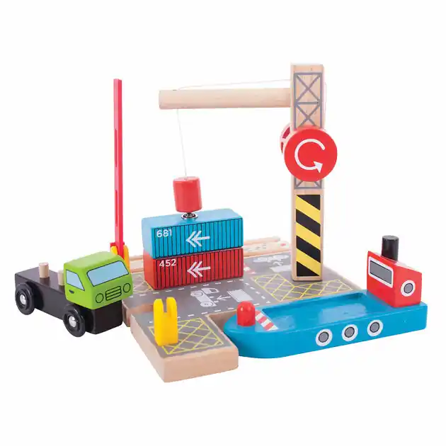 Gratis Retour Bigjigs Houten Rails - Container Scheepswerf