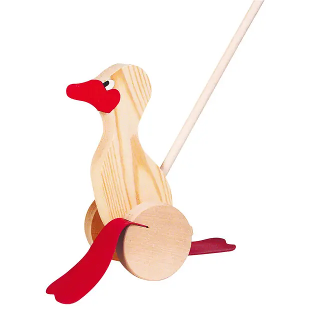 Goki Houten Duwfiguur Eend Naturel Meest Verkocht