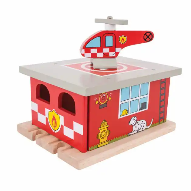 Bigjigs Houten Rails - Brandweerkazerne Lage Prijs