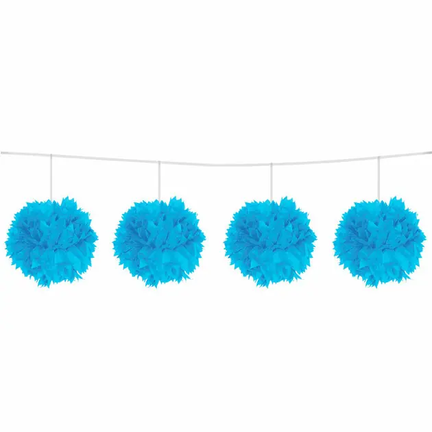 Korting Blauwe Pompom Slinger