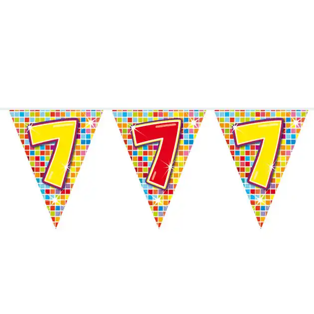 Mini Vlaggenlijn Blocks 7 jaar, 3mtr. Direct Verzonden