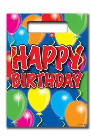 Uitdeelzakjes Ballonnen Happy Birthday, 8st. Actieprijs