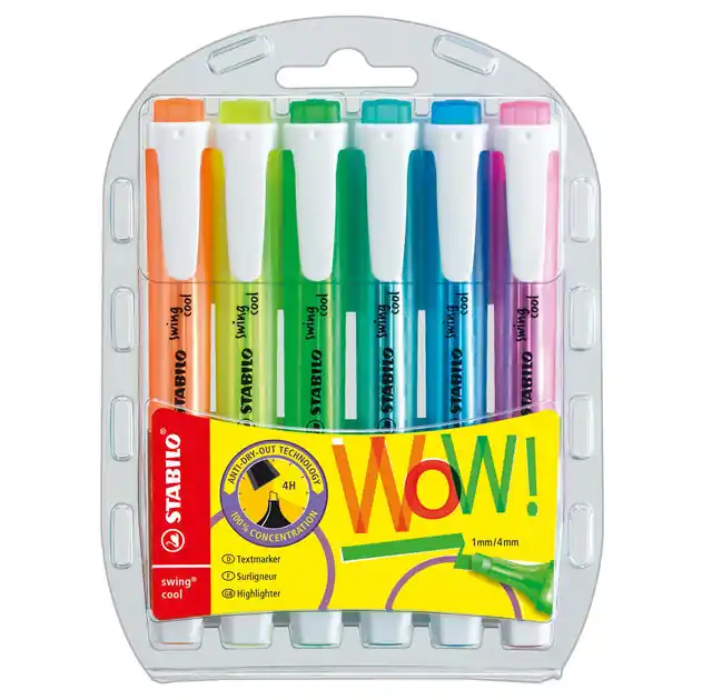 Weekendaanbieding STABILO swing cool - Markeerstift - Set Met 6 Stuks