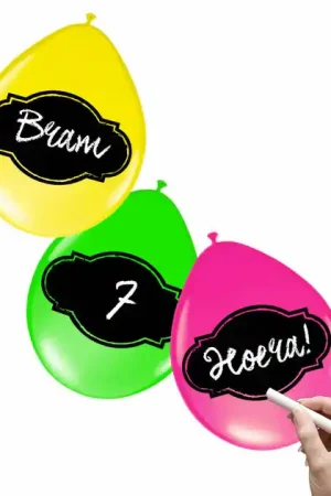Beschrijfbare Ballonnen Neon, 6st. Seizoensaanbieding