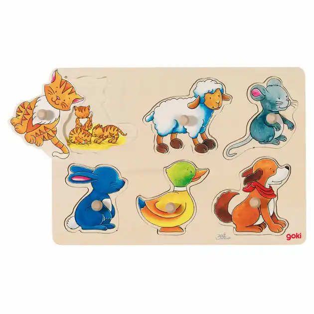 Goki Houten Noppenpuzzel Moeder en Kind Nieuw