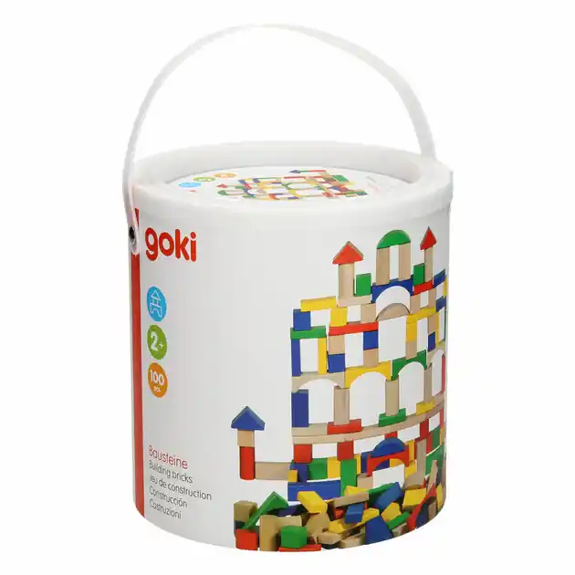 Goki Houten Bouwblokken in Ton - Kleur, 100dlg. Flitsaanbieding