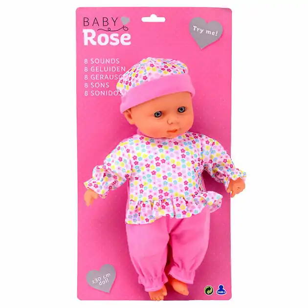 Baby Rose Babypop met Geluiden, 30cm. Dagaanbieding