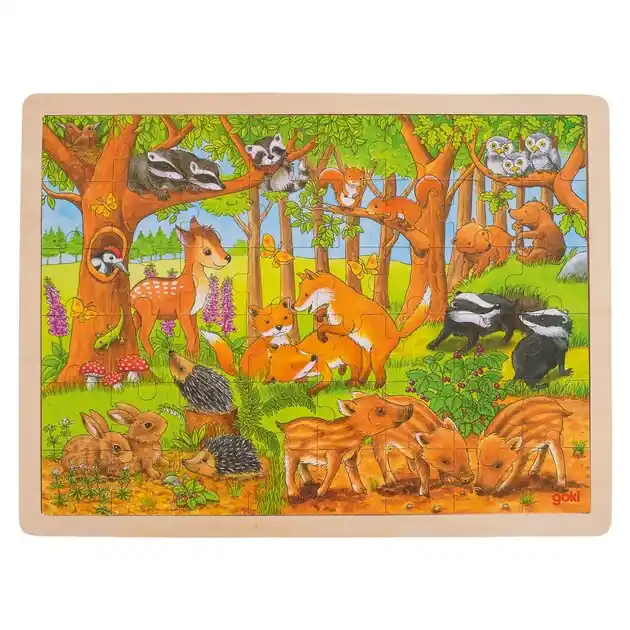 Aanbieding Goki Houten Legpuzzel - Bosdieren, 48st.