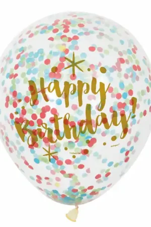Fabrieksprijs Confetti Ballonnen Happy Birthday, 6st.