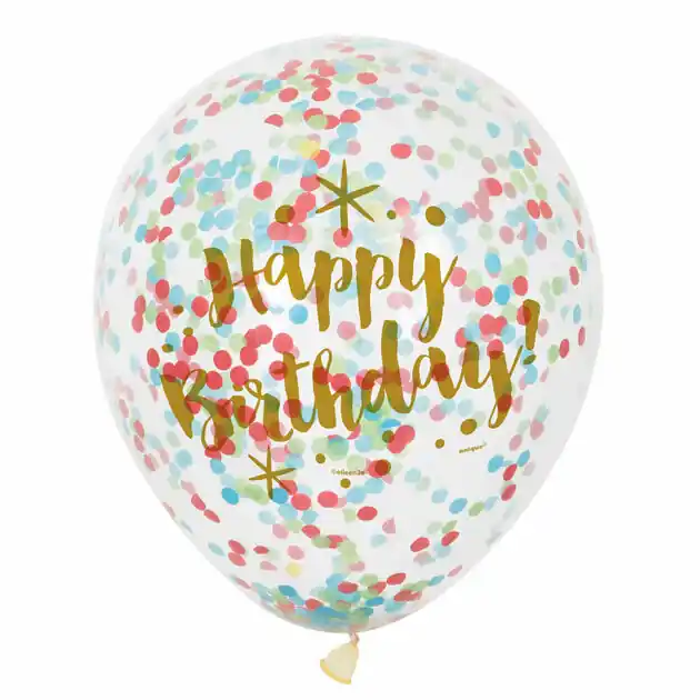 Fabrieksprijs Confetti Ballonnen Happy Birthday, 6st.