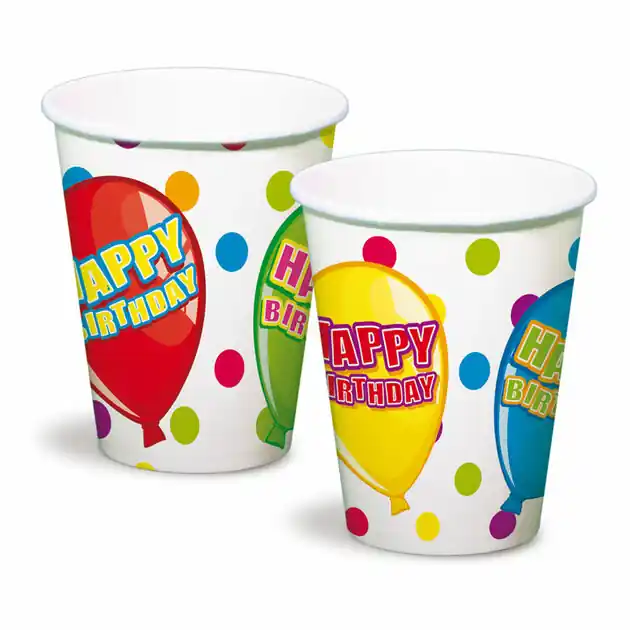 Fabrieksprijs Bekers Happy Birthday, 6st.