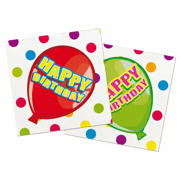 Populair Servetten Happy Birthday, 16st.