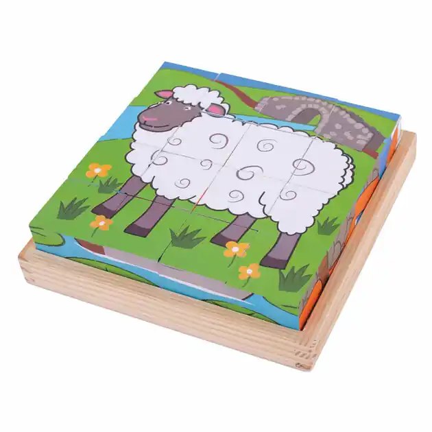 Koopje Bigjigs Houten Blokpuzzel Boerderijdieren
