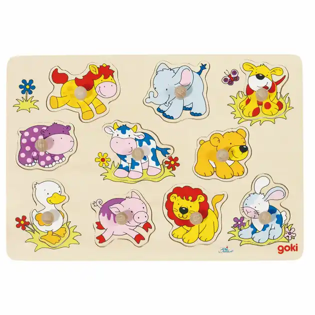 Goki Houten Noppenpuzzel Dieren Baby Hete Deal
