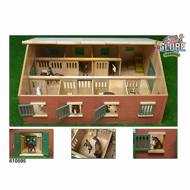 Merkproduct Kids Globe Paardenstal met 7 boxen, 1:24