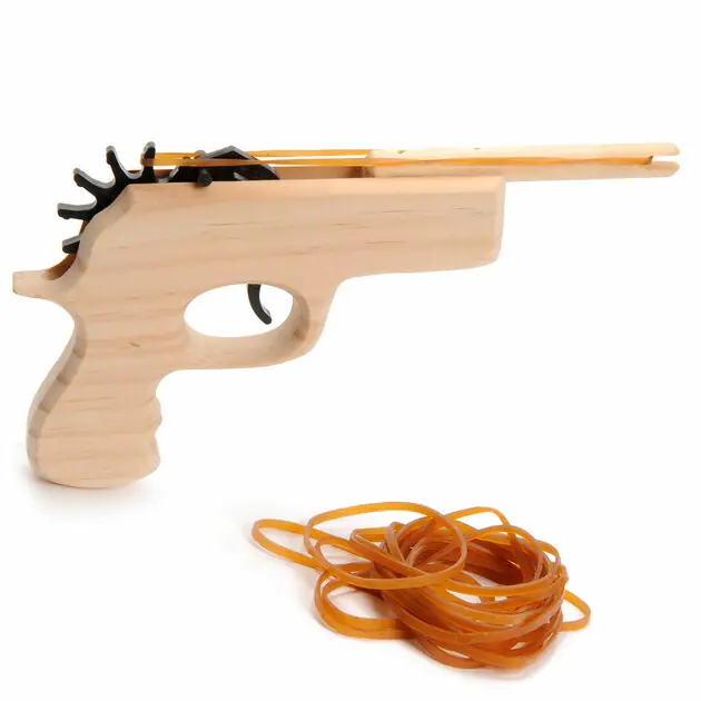 Weekendaanbieding Houten Pistool met Elastiek