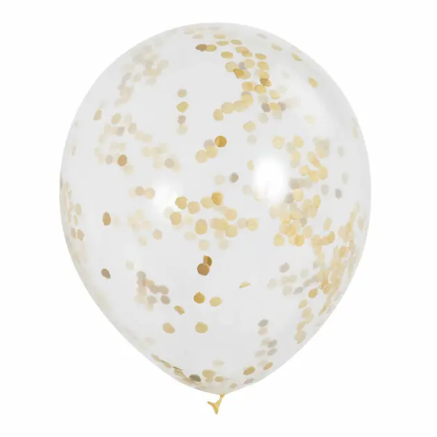 Korting Confetti Ballonnen Goud, 6st.