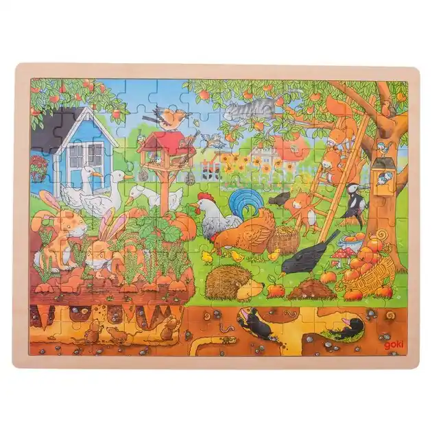 Weekendaanbieding Goki Houten Legpuzzel - Leven in de Tuin 96st.
