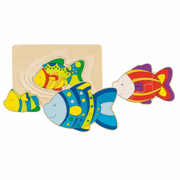 Goki Houten 3-lagen Puzzel Vis Tijdelijk Beschikbaar