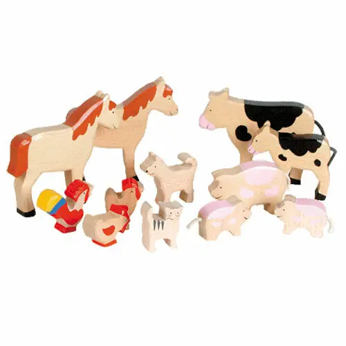 Seizoensaanbieding Goki Houten Boerderijdierenset, 12dlg.