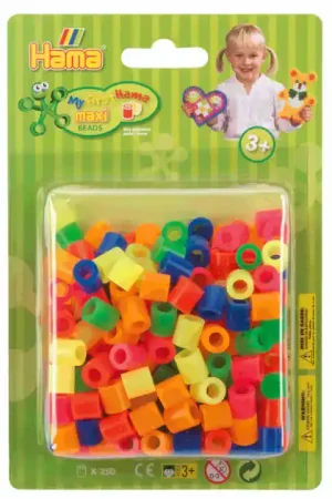 Hama Maxi Strijkkralen Neon Mix (51), 250st. Laatste Kans