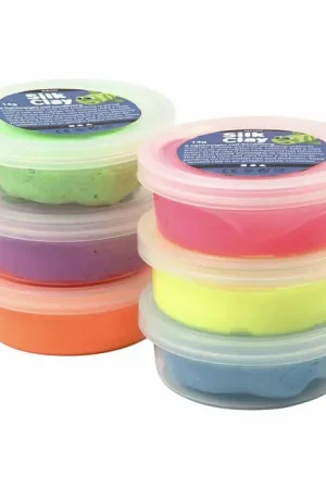 Silk Clay - Neon Kleuren, 6x14gr. Uitverkoop
